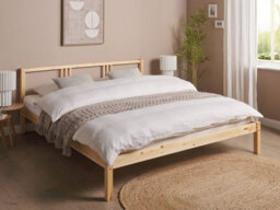Beliani Bed Pine Wood Vannes 180 X 200 Cm (Eu Super King) Light Brown - thumbnail 2