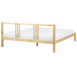 Beliani Bed Pine Wood Vannes 180 X 200 Cm (Eu Super King) Light Brown - thumbnail 5