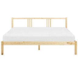 Beliani Bed Pine Wood Vannes 180 X 200 Cm (Eu Super King) Light Brown - thumbnail 4
