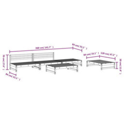 Berkfield 5 Piece Garden Lounge Set Grey Solid Wood Pine - thumbnail 6