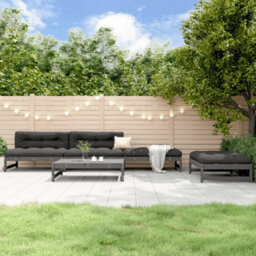 Berkfield 5 Piece Garden Lounge Set Grey Solid Wood Pine - thumbnail 1