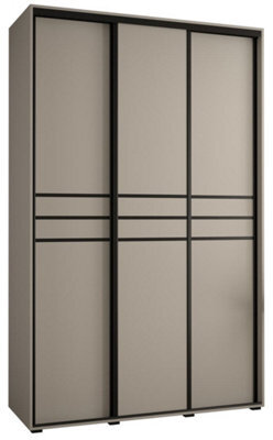 Arte Dakota X Sliding Door Wardrobe In Cashmere With Black Accents - Sleek Laminated Board - Pvc-Finished Edges W150Cm X H235Cm X D60Cm - image 1