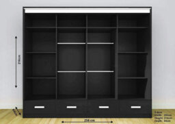 RAC3 Sliding Wardrobe Led Mirror Space Saving Bedroom Wardrobe, Contemporary Bedroom Sliding Wardrobe & Mirror Wardrobe (Black 256) - thumbnail 2