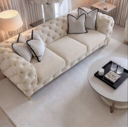 Sofaya Monaco Chesterfield Cream Velvet Sofa Set - 1,2,3 Seater & 3+2 Seater Set Deep Buttoned Cushions Upholstery Couch Settee - thumbnail 5