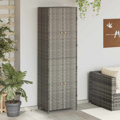 Walplus Garden Storage Cabinet Grey 59X40X180 Cm Poly Rattan - image 1