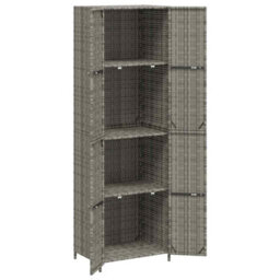 Walplus Garden Storage Cabinet Grey 59X40X180 Cm Poly Rattan - thumbnail 5