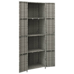 Walplus Garden Storage Cabinet Grey 59X40X180 Cm Poly Rattan - thumbnail 3