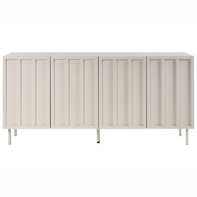 Wyld and Coco Luminahome Cashmere 4-Door Sideboard With Metal Legs, Wide Beige Storage Cabinet (W160 X D38 X H75Cm) - image 1