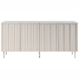 Wyld and Coco Luminahome Cashmere 4-Door Sideboard With Metal Legs, Wide Beige Storage Cabinet (W160 X D38 X H75Cm) - thumbnail 1