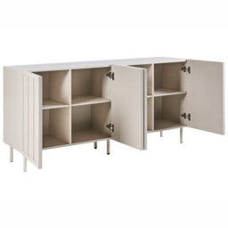 Wyld and Coco Luminahome Cashmere 4-Door Sideboard With Metal Legs, Wide Beige Storage Cabinet (W160 X D38 X H75Cm) - thumbnail 5