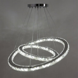 Living And Home Modern 2 Tier Circular Adjustable Crystal Ceiling Mount Led Pendant Light 60Cm Cool White - thumbnail 5