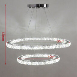 Living And Home Modern 2 Tier Circular Adjustable Crystal Ceiling Mount Led Pendant Light 60Cm Cool White - thumbnail 6