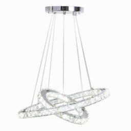 Living And Home Modern 2 Tier Circular Adjustable Crystal Ceiling Mount Led Pendant Light 60Cm Cool White - thumbnail 1