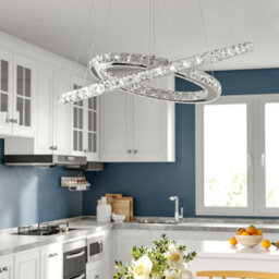 Living And Home Modern 2 Tier Circular Adjustable Crystal Ceiling Mount Led Pendant Light 60Cm Cool White - thumbnail 4