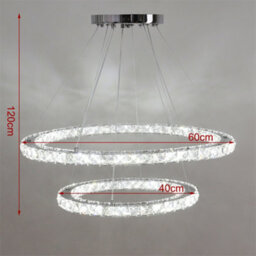 Living And Home Modern 2 Tier Circular Adjustable Crystal Ceiling Mount Led Pendant Light 60Cm Cool White - thumbnail 7