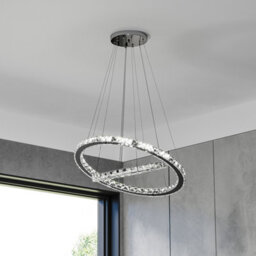 Living And Home Modern 2 Tier Circular Adjustable Crystal Ceiling Mount Led Pendant Light 60Cm Cool White - thumbnail 2