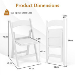 Costway 4 Pack Folding Dining Chair All-Weather Indoor Outdoor Resin Chairs - thumbnail 2