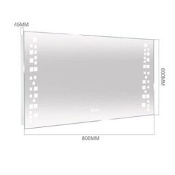 Living And Home Led Illuminated Anti Fog Sensor Bathroom Mirror With Shaver Socket And Digital Clock - thumbnail 6