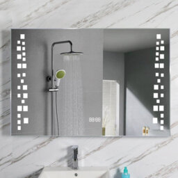 Living And Home Led Illuminated Anti Fog Sensor Bathroom Mirror With Shaver Socket And Digital Clock - thumbnail 4