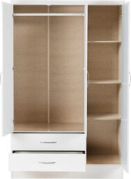 Seconique Nevada Gloss 3 Door 2 Drawer Mirrored Wardrobe White Gloss - thumbnail 3