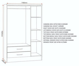 Seconique Nevada Gloss 3 Door 2 Drawer Mirrored Wardrobe White Gloss - thumbnail 8