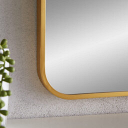 The Online Mirror Shop Overmantle Mirror Liberty Arched Shape With Brushed Gold Metal Frame- H 71Cm X W 93Cm X D 3Cm For Hanging Above The Fireplace - thumbnail 3