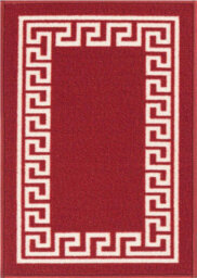 Machine Washable Greek Key Design Anti Slip Doormats Red White 67X220 Cm - thumbnail 4
