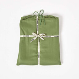 Homescapes Moss Green Organic Cotton Flat Sheet 400 Thread Count, Super King - thumbnail 5