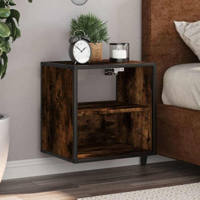 Berkfield Wall-Mounted Bedside Cabinet Smoked Oak 40X31X39.5 Cm - image 1