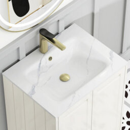 Royal Bathrooms Elmore 600mm Traditional Floor Standing 2 Door Bathroom Vanity Unit With Sintered Stone Basin Sink - Classic White - thumbnail 9