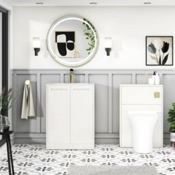 Royal Bathrooms Elmore 600mm Traditional Floor Standing 2 Door Bathroom Vanity Unit With Sintered Stone Basin Sink - Classic White - thumbnail 4