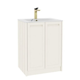Royal Bathrooms Elmore 600mm Traditional Floor Standing 2 Door Bathroom Vanity Unit With Sintered Stone Basin Sink - Classic White - thumbnail 6