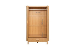 2 Door 1 Drawer Oak Brown Wooden Fluted Wardrobe Axel Birlea - thumbnail 8