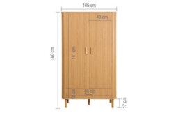 2 Door 1 Drawer Oak Brown Wooden Fluted Wardrobe Axel Birlea - thumbnail 7