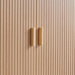 2 Door 1 Drawer Oak Brown Wooden Fluted Wardrobe Axel Birlea - thumbnail 3