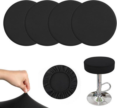 Round Stool Cover, 4 Stretchable Bar Chair Covers, Easy Care Washable Wrinkle Free Soft And Durable (Black) - image 1