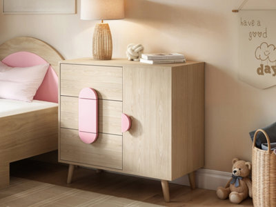 Flair Noah Chest Of Drawers Oak & Pink - image 1