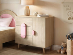 Flair Noah Chest Of Drawers Oak & Pink
