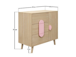 Flair Noah Chest Of Drawers Oak & Pink - thumbnail 6