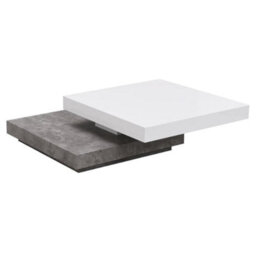 Furniture in Fashion Hugo Rotating Gloss Coffee Table In White And Concrete Effect - thumbnail 9