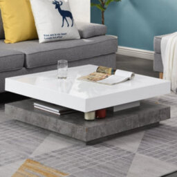Furniture in Fashion Hugo Rotating Gloss Coffee Table In White And Concrete Effect - thumbnail 2
