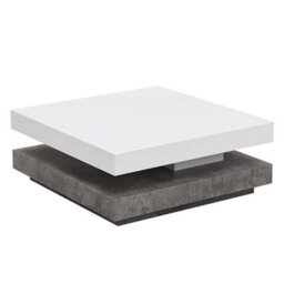 Furniture in Fashion Hugo Rotating Gloss Coffee Table In White And Concrete Effect - thumbnail 3