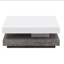 Furniture in Fashion Hugo Rotating Gloss Coffee Table In White And Concrete Effect - thumbnail 4