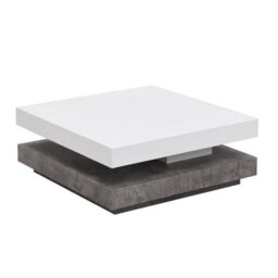Furniture in Fashion Hugo Rotating Gloss Coffee Table In White And Concrete Effect - thumbnail 5