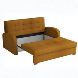 Viva Gold Iii Sofa Bed With Storage Freestanding Upholstered Back Wooden Frame 153 98 85 Cm Mustard - thumbnail 4