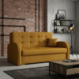 Viva Gold Iii Sofa Bed With Storage Freestanding Upholstered Back Wooden Frame 153 98 85 Cm Mustard - thumbnail 1