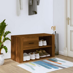 Berkfield Shoe Cabinet Brown Oak 80X35X45 Cm Engineered Wood