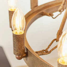 12 Light Ceiling Pendant Distressed Aged Metal Candle Ring Hanging Feature Lamp - thumbnail 3