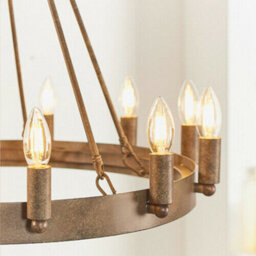 12 Light Ceiling Pendant Distressed Aged Metal Candle Ring Hanging Feature Lamp - thumbnail 5