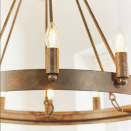 12 Light Ceiling Pendant Distressed Aged Metal Candle Ring Hanging Feature Lamp - thumbnail 4